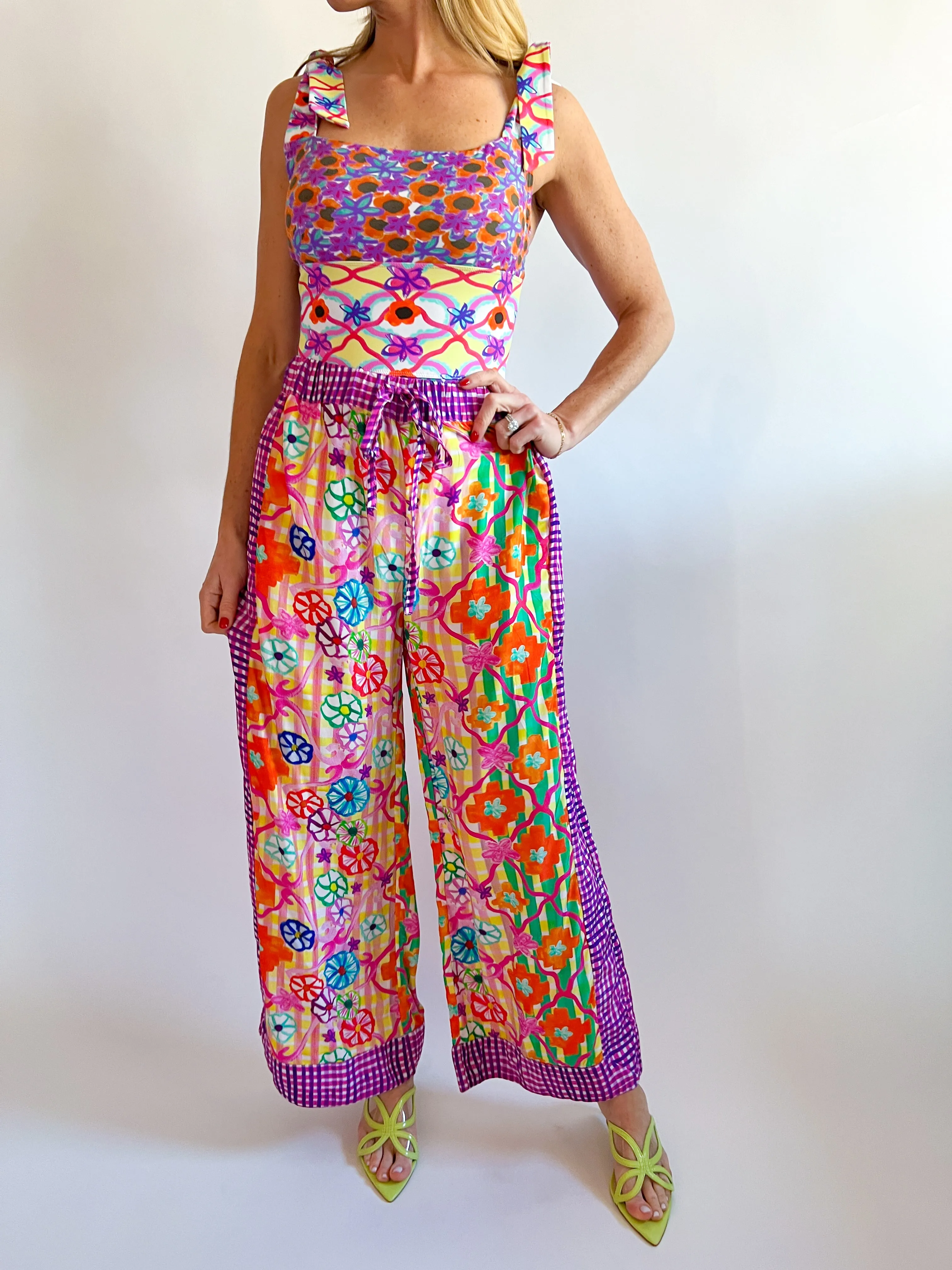 Yatri Gingham Border Pants