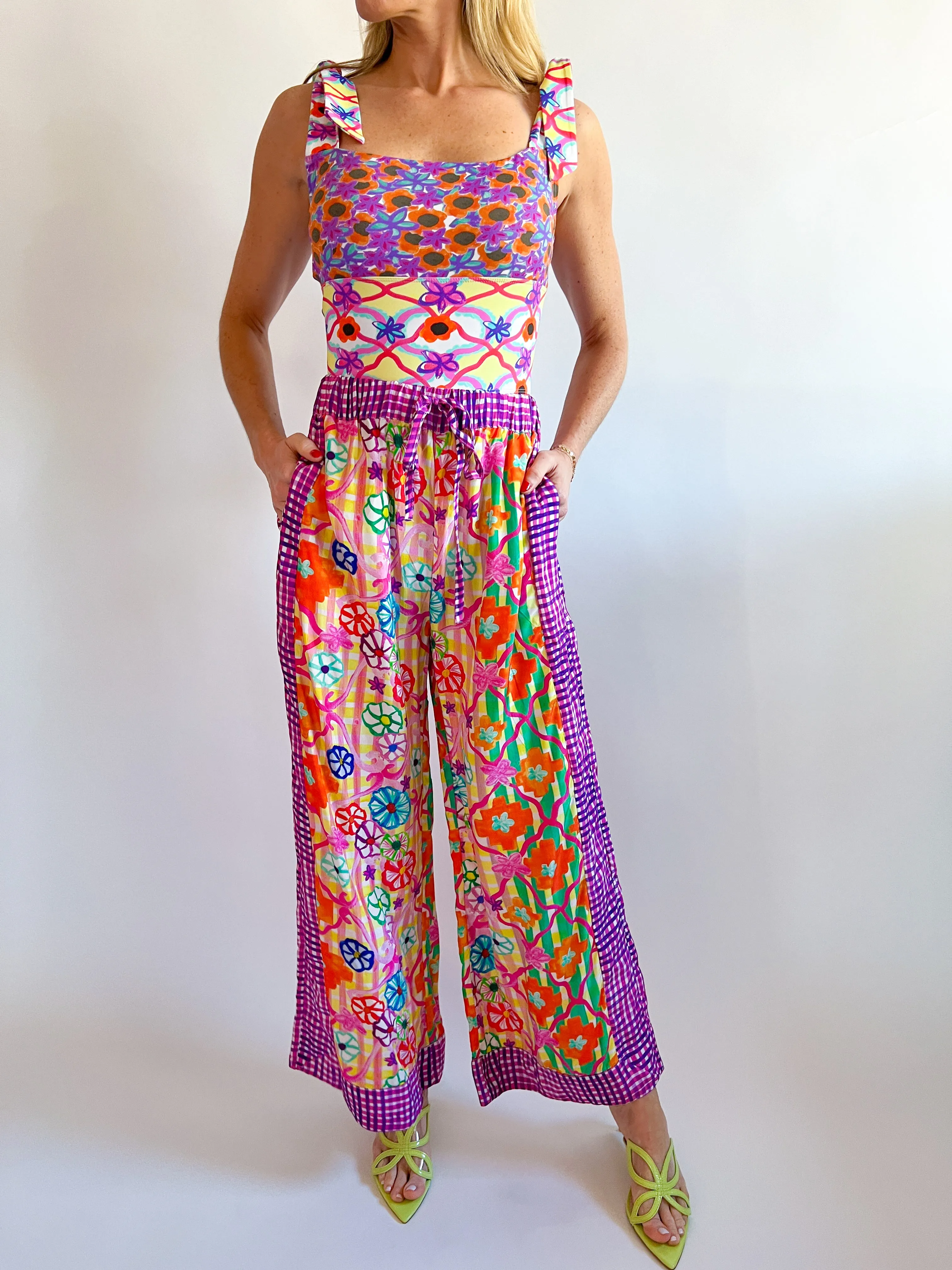 Yatri Gingham Border Pants